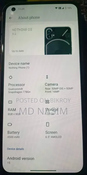 নাথিং ফোন ১ ১২৮ জিবি ব্ল্যাক