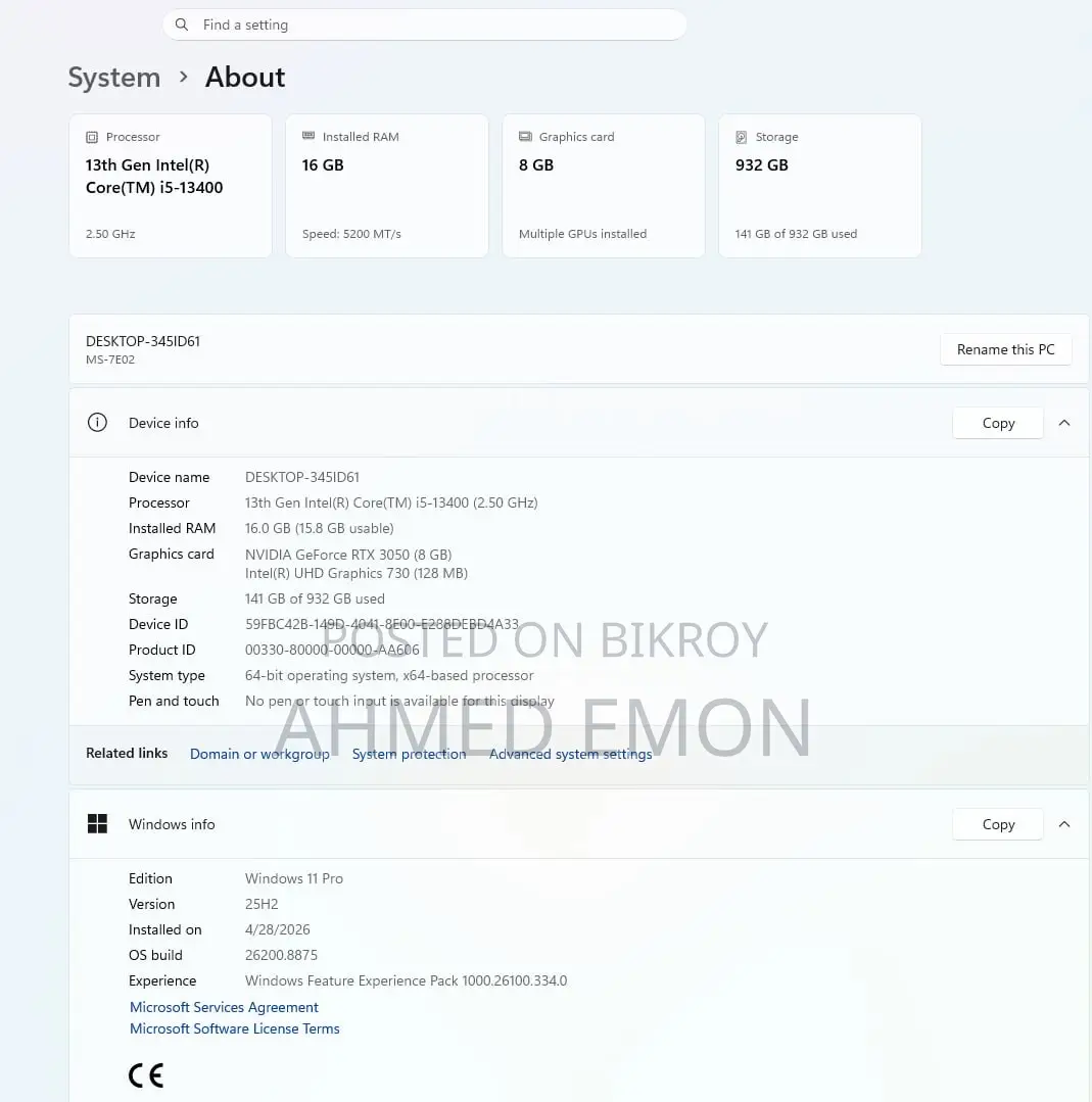 Desktop Computer 16GB Intel Core i5 SSD 1T