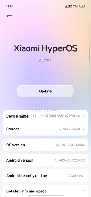 শাওমি রেডমি নোট ১৫ প্রো প্লাস ২৫৬ জিবি ব্ল্যাক