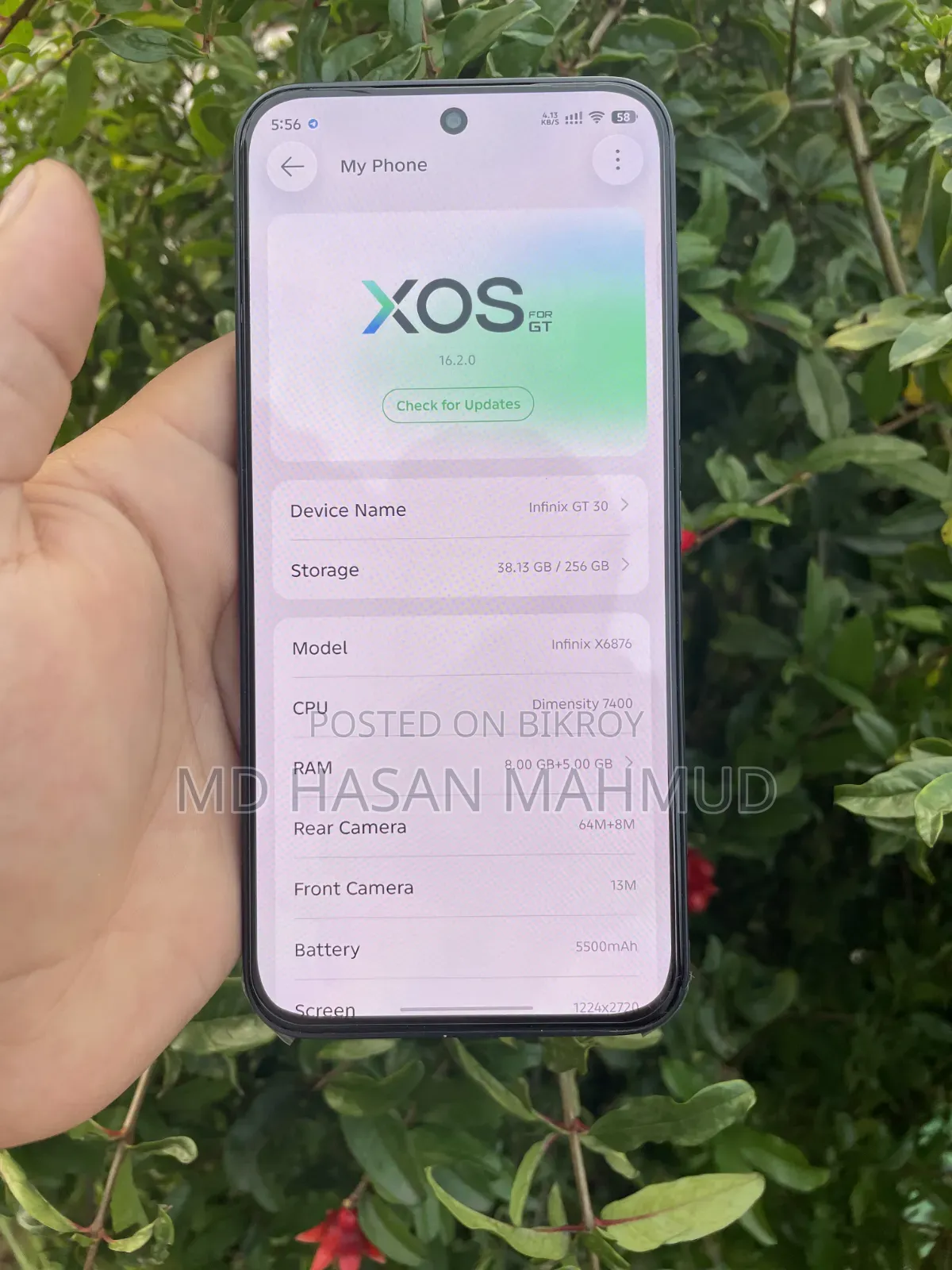 ইনফিনিক্স জিটি ৩০ ৫জি ২৫৬ জিবি ধূসর