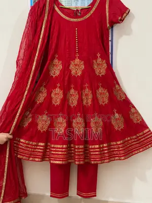 Red Embroidered Anarkali Dress