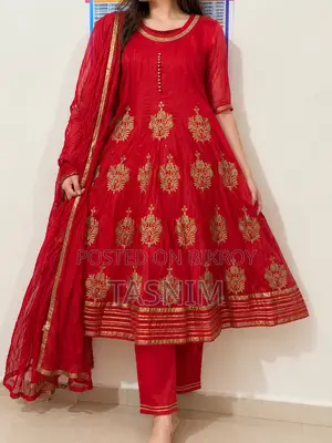 Red Embroidered Anarkali Dress