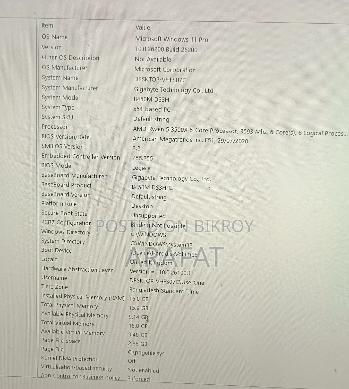 Desktop Computer Microsoft 16GB AMD Ryzen 5 HDD+SSD 1T