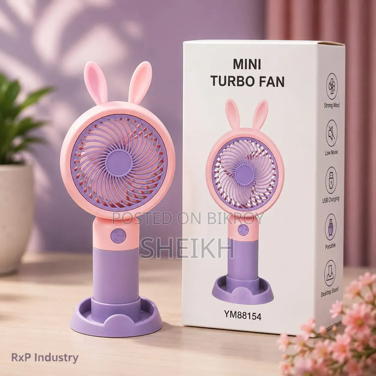 Original Kuromi Mini USB Rechargeable Hand Fan | Portable | 3 Speed