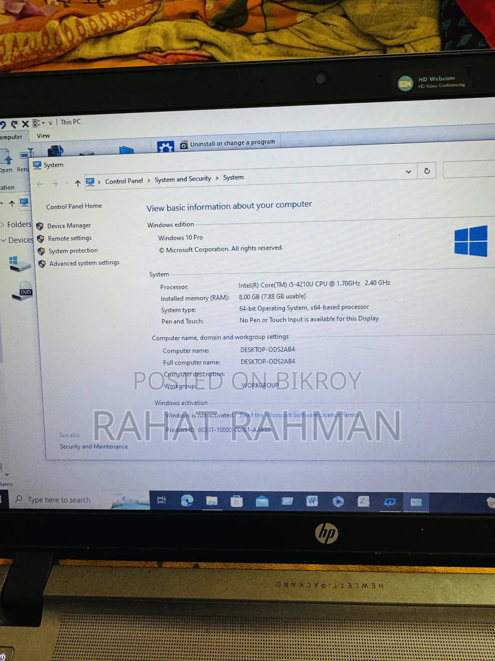 Laptop HP ProBook 450 G2 16GB Intel Core I5 HDD+SSD 512GB