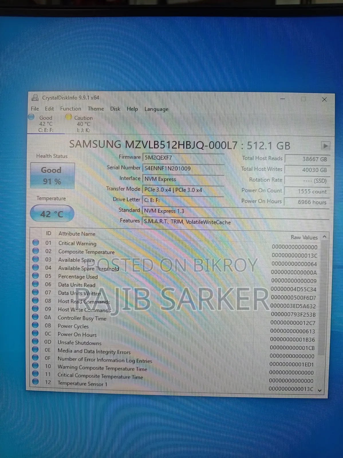 Samsung Nvme SSD 512 Gb PCIE Gen 3