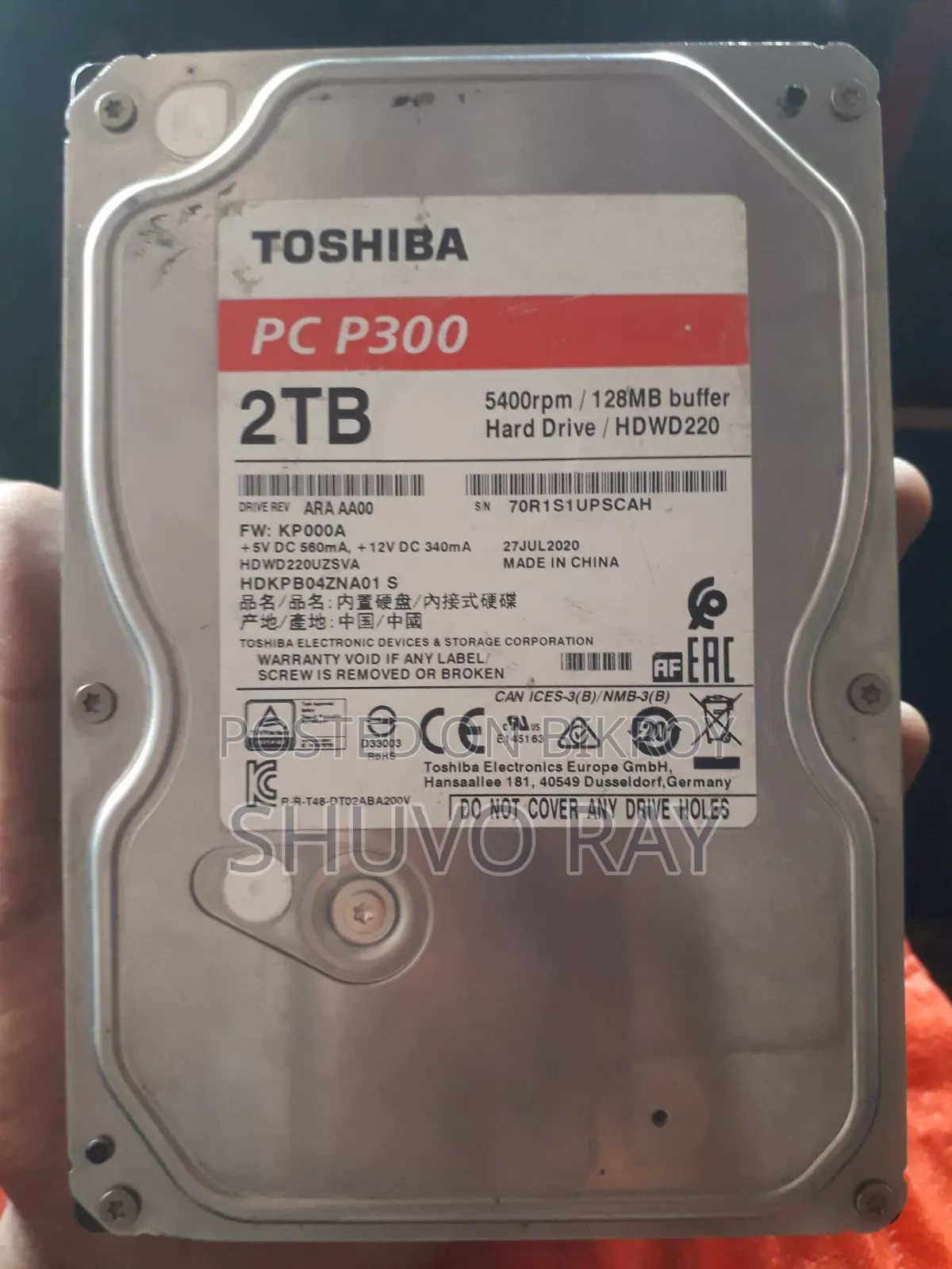 তোশিবা পিসি পি৩০০ ২টবি হার্ড ডিস্ক