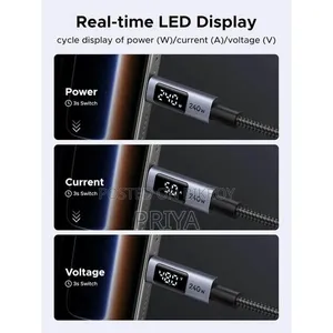 Ugreen 240W Type C to C 3way Display 0.5M Cable
