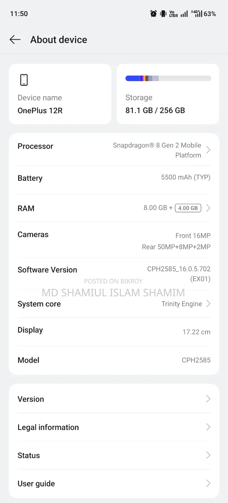 OnePlus 12R 256 GB Black