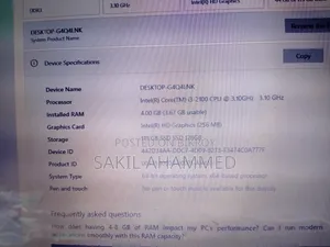 Desktop Computer 4GB Intel Core I3 SSD 128GB