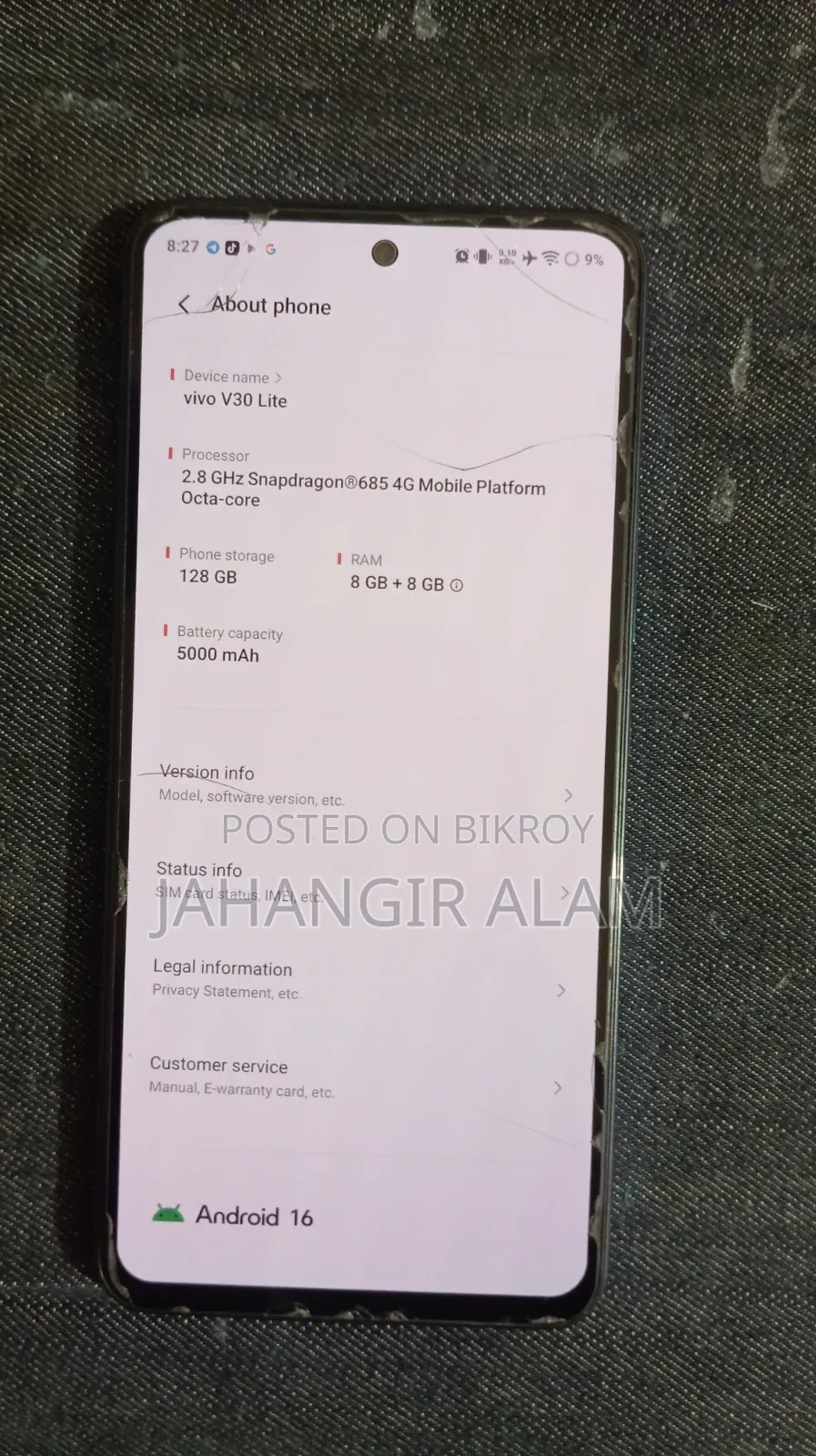 Vivo V30 Lite 256 GB Black