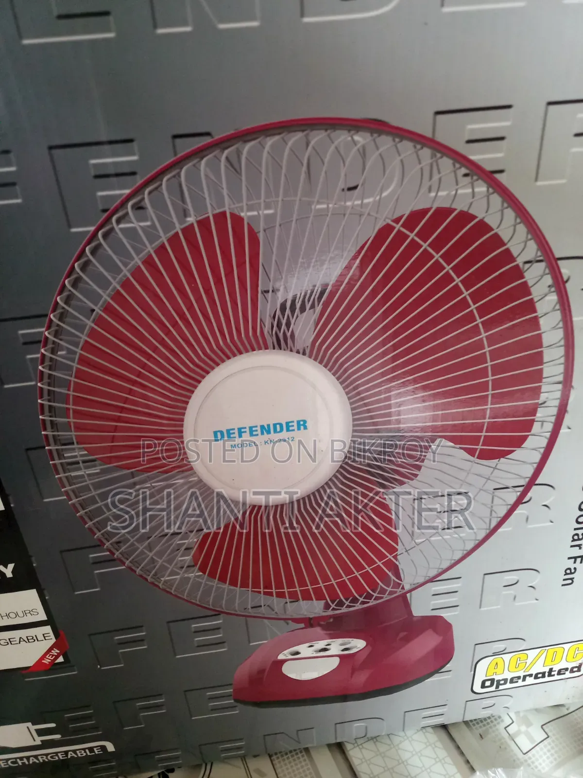 Defender Rechargeable Fan 29 12