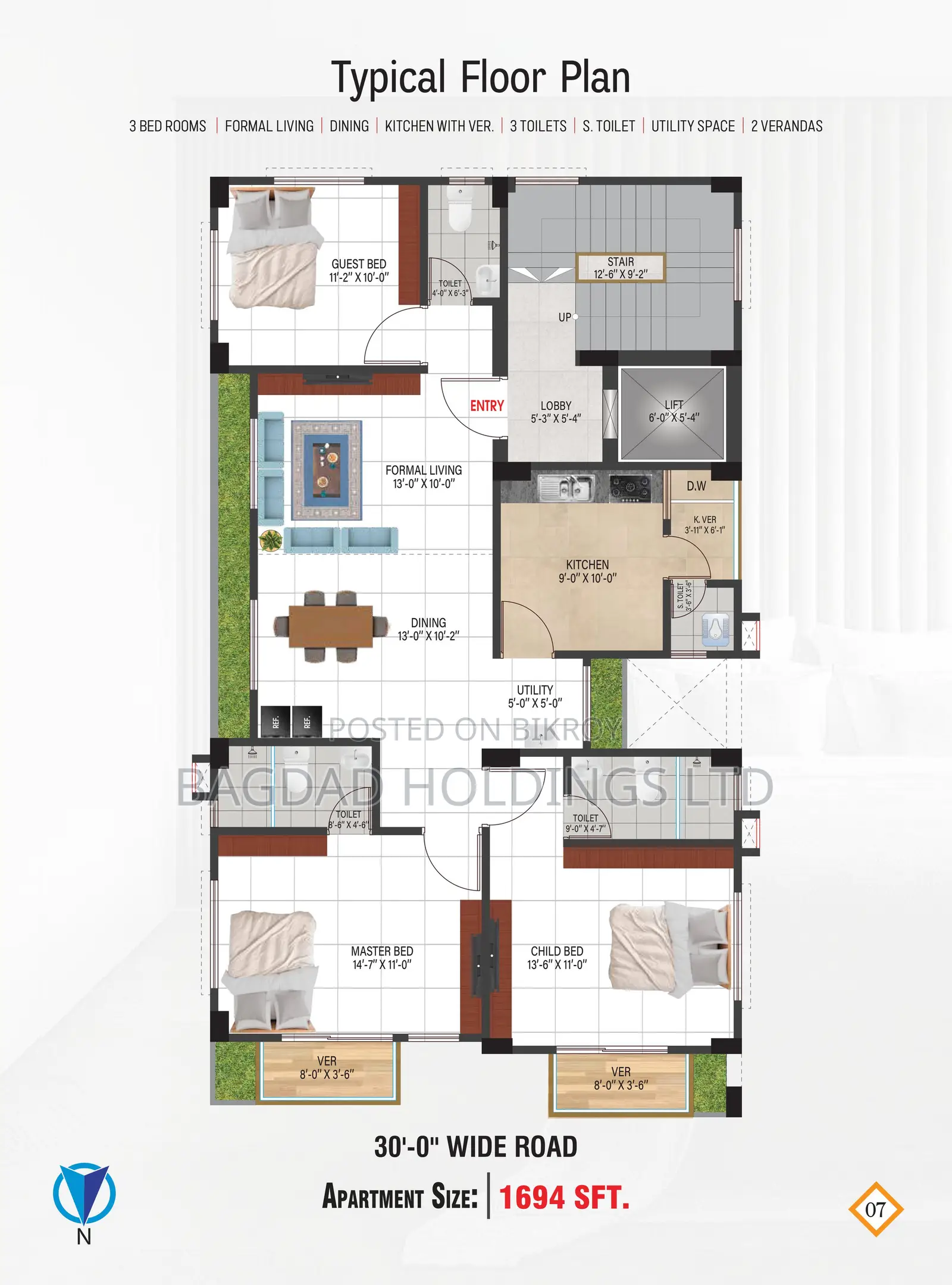 3bdrm Apartment in Uttara for Sale