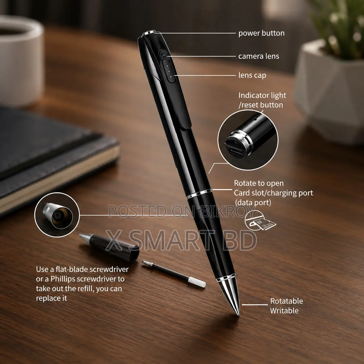 W8 Mini FHD Portable 1080P Hidden Spy Pen Camera Camcorder Compatible