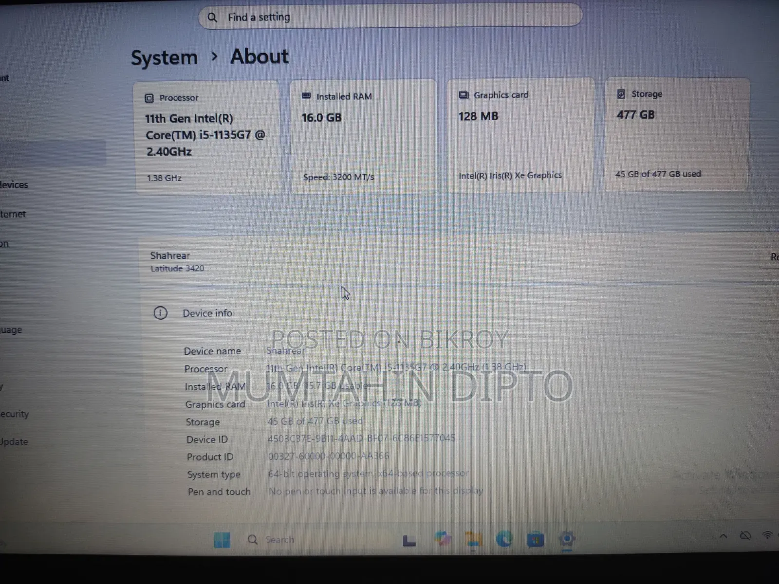 Laptop Dell Latitude 3420 16GB Intel Core i5 SSD 512GB