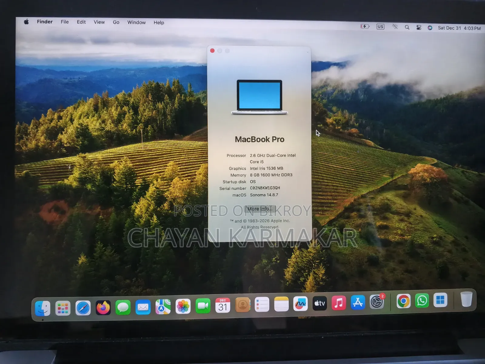 Laptop Apple MacBook 2014 8GB Intel Core i5 SSD 128GB