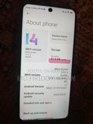 শাওমি রেডমি নোট ৯ প্রো ১২৮ জিবি নীল