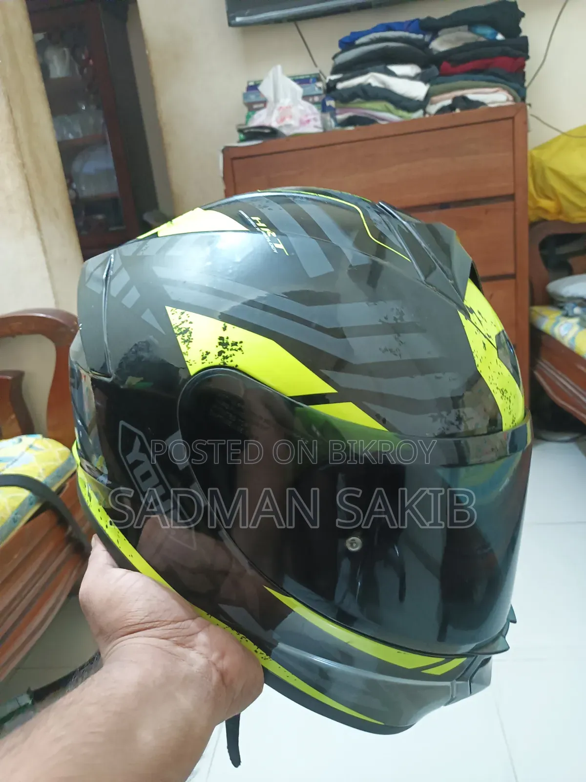 Helmet (YOHE 977 C Black Green Glossy)