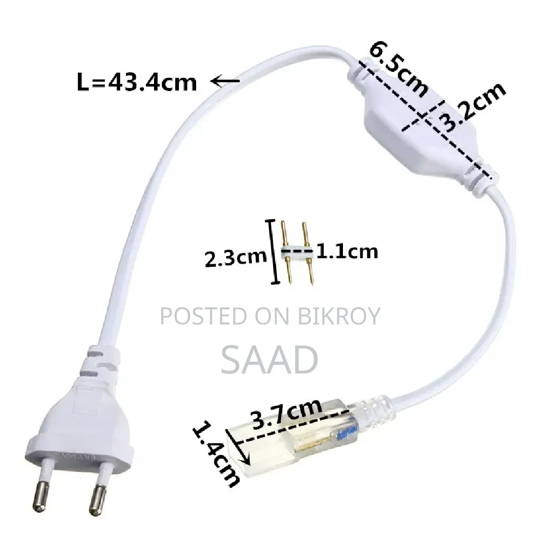 220-240v LED Flexible Strip Light EU Plug 12mm Connector Adapter