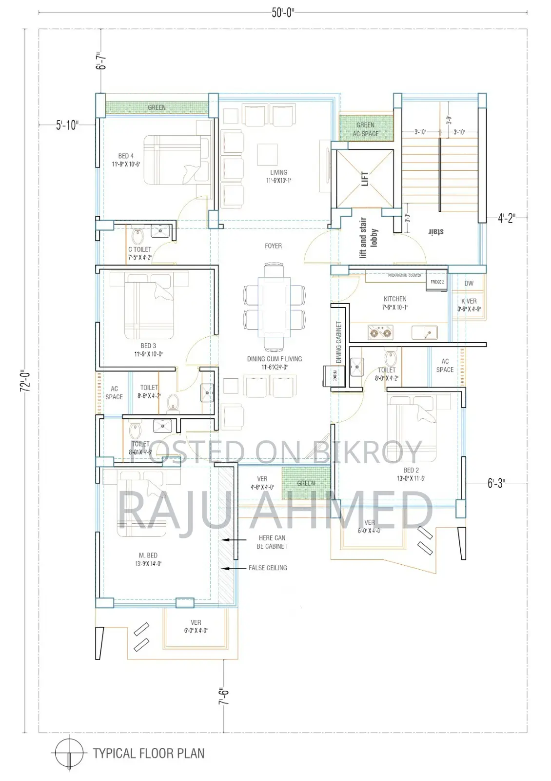 4 Bedroom Apartment in Meghdubi, Basundhara for rent
