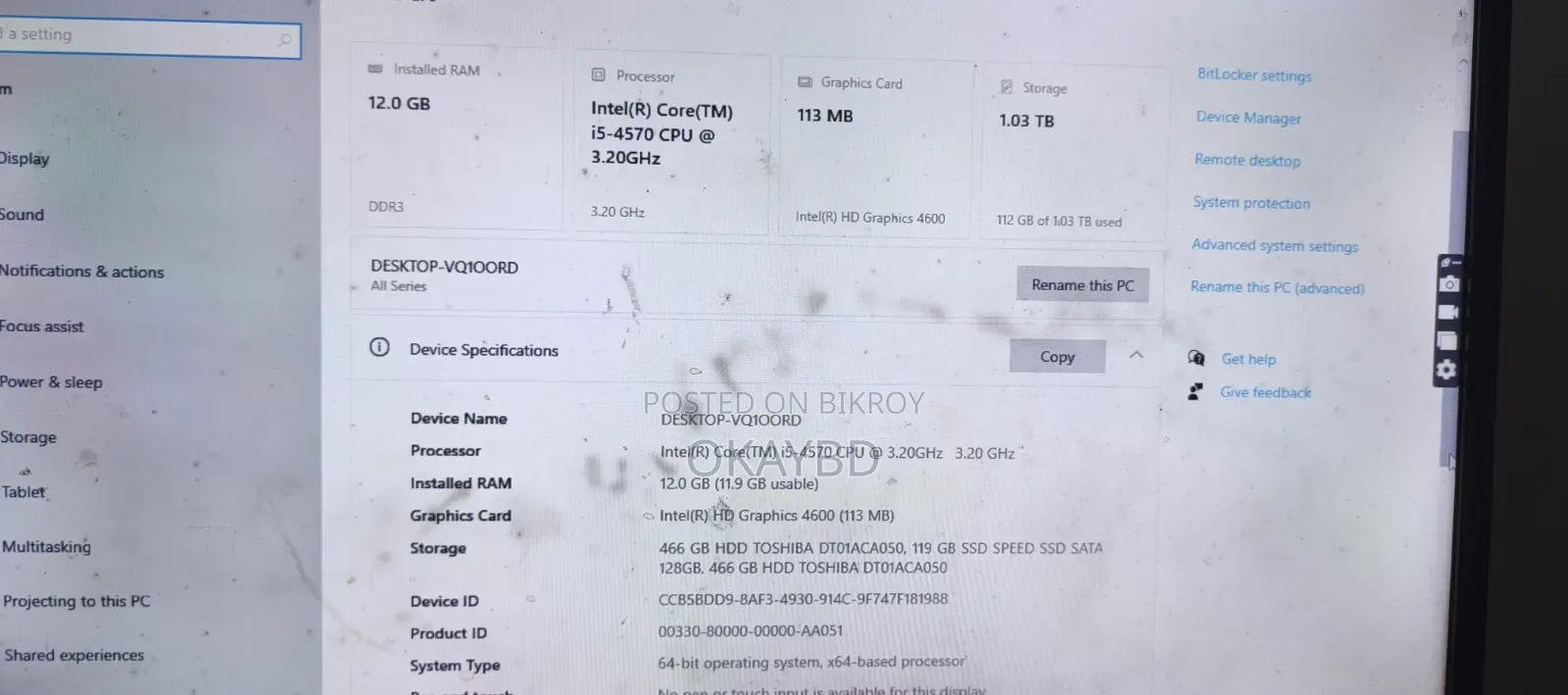 Desktop Computer Asus 12GB Intel Core i5 HDD 1T