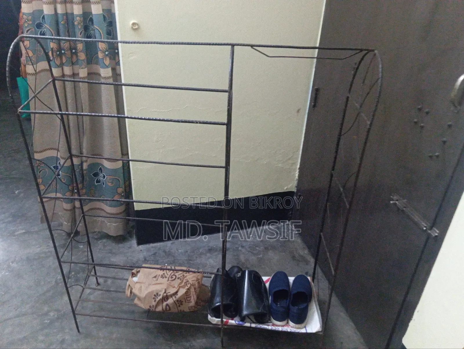 A clothes rack made of steel