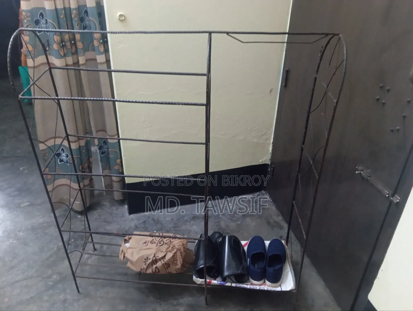 A clothes rack made of steel