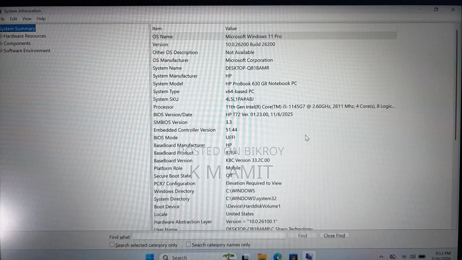 Laptop HP 630 8GB Intel Core I5 SSD 256GB