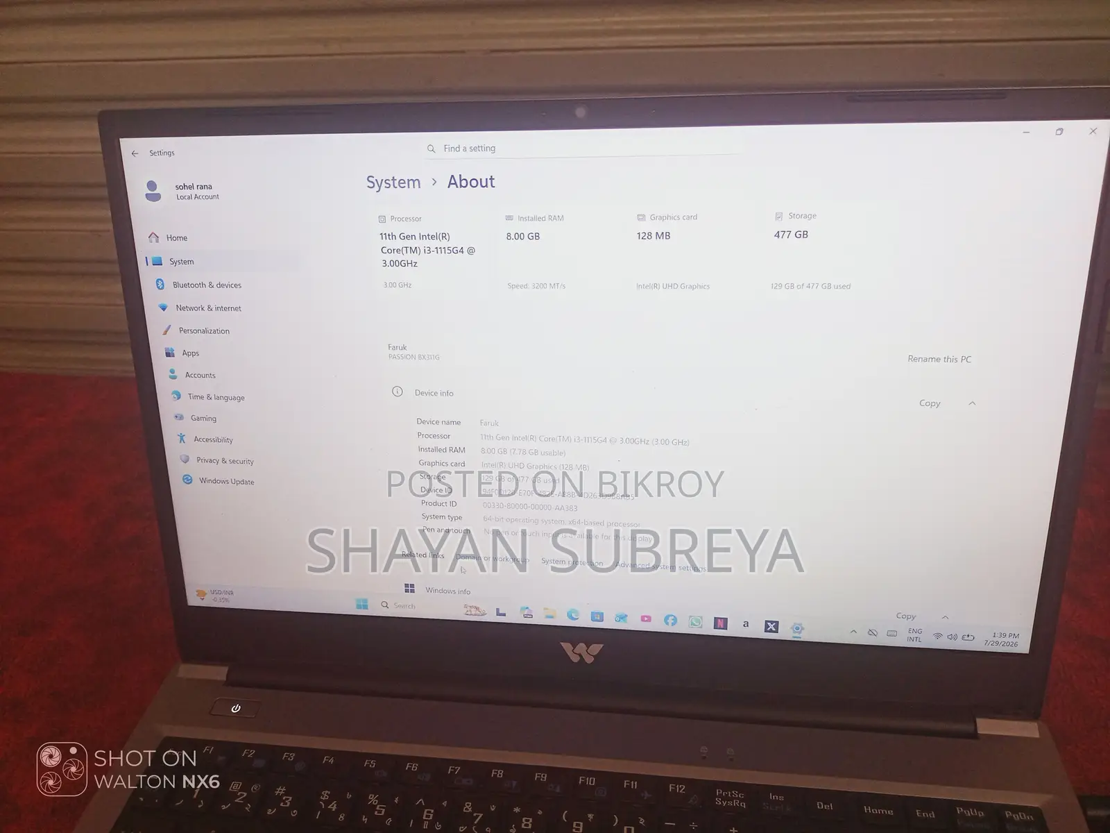 নতুন ল্যাপটপ ৮জিবি ইন্টেল কোর আই৩ এসএসডি ৫১২জিবি