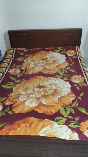 Beautifully Designed Processed Wood Double Bed (Good Condition)