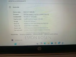 New Laptop HP 250 G10 16GB Intel Core i5 SSD 500GB