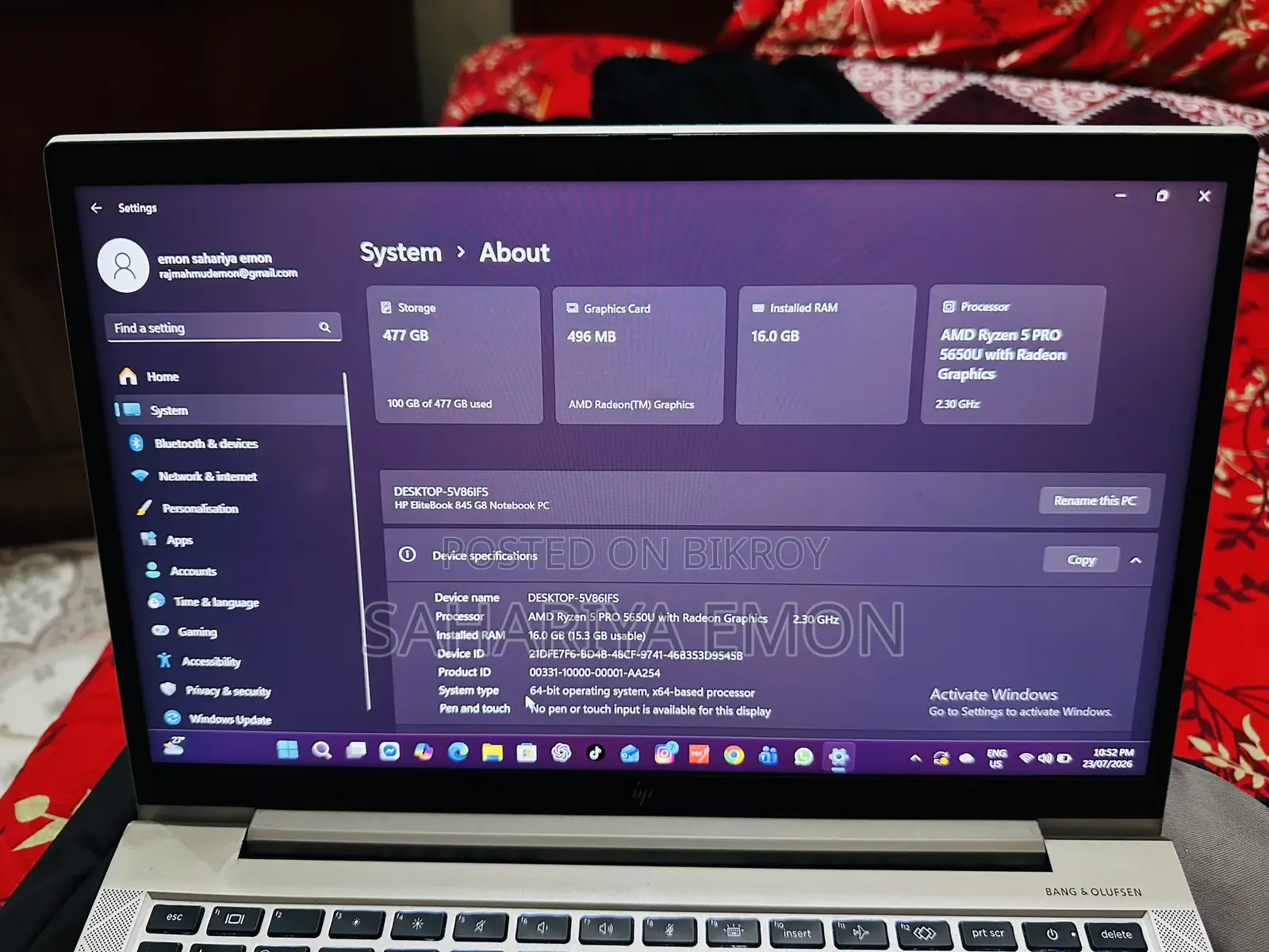 Laptop HP Elitebook 840 G8 16GB AMD Ryzen 5 SSD 512GB