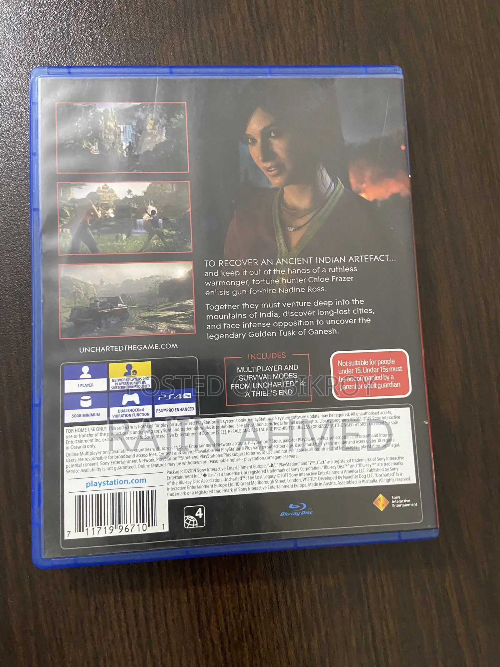 Uncharted Lost Legacy PS4 Gaming Disc