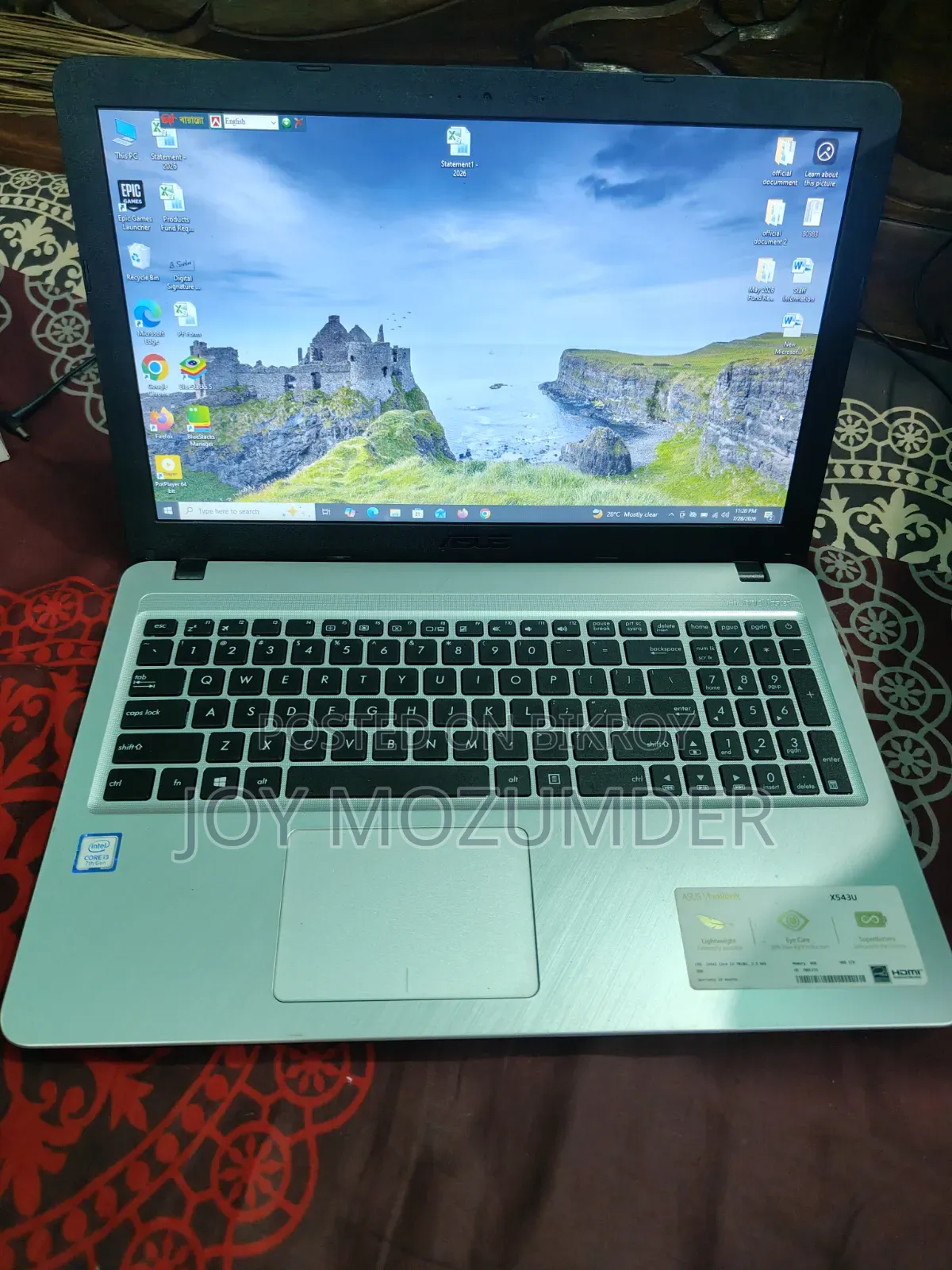 Laptop Asus Vivobook 15 4GB Intel Core i3 HDD+SSD 1T