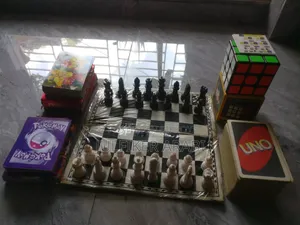 Rubik's cube. Ludo. UNO. Pokemon. Playing cards.