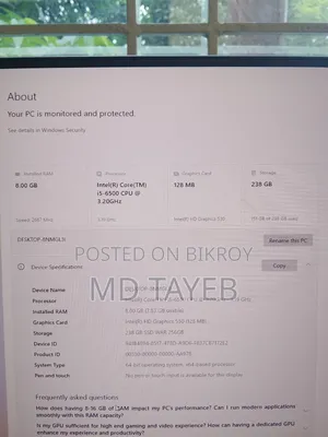 Desktop Computer Microsoft 8GB Intel Core i5 SSD 256GB