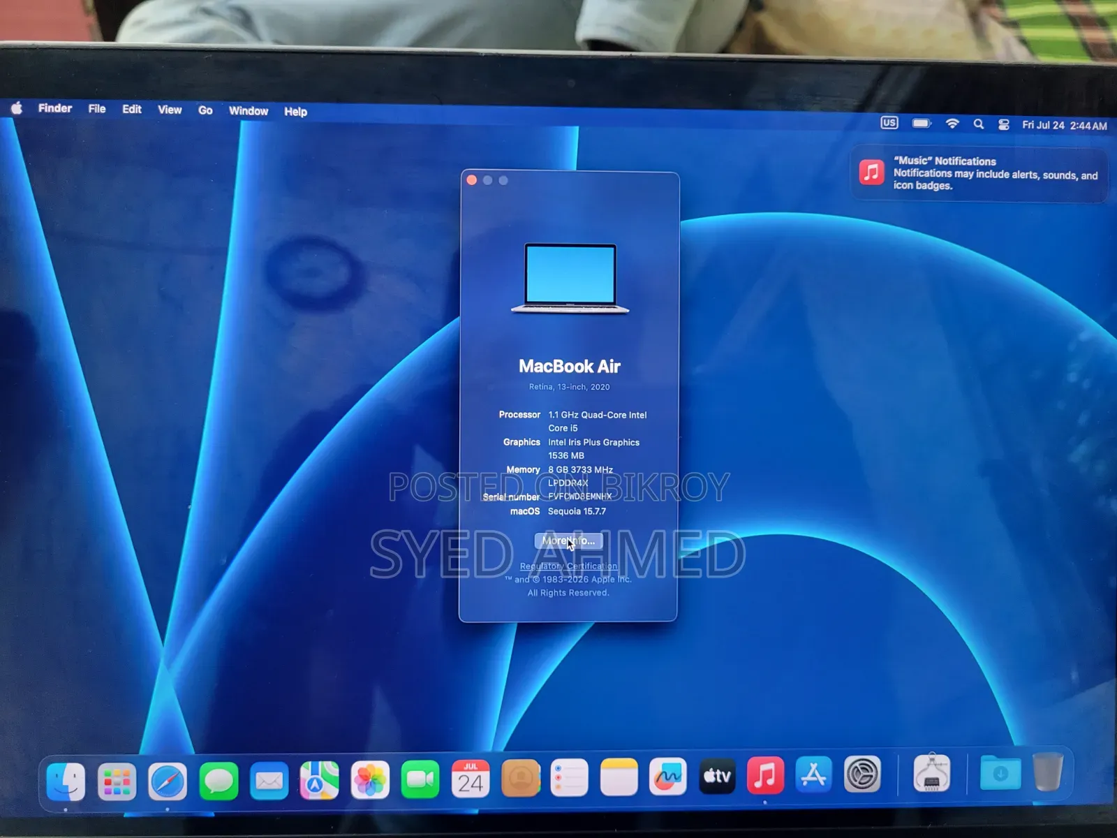 Laptop Apple MacBook Air 2020 8GB Intel Core i5 SSD 256GB