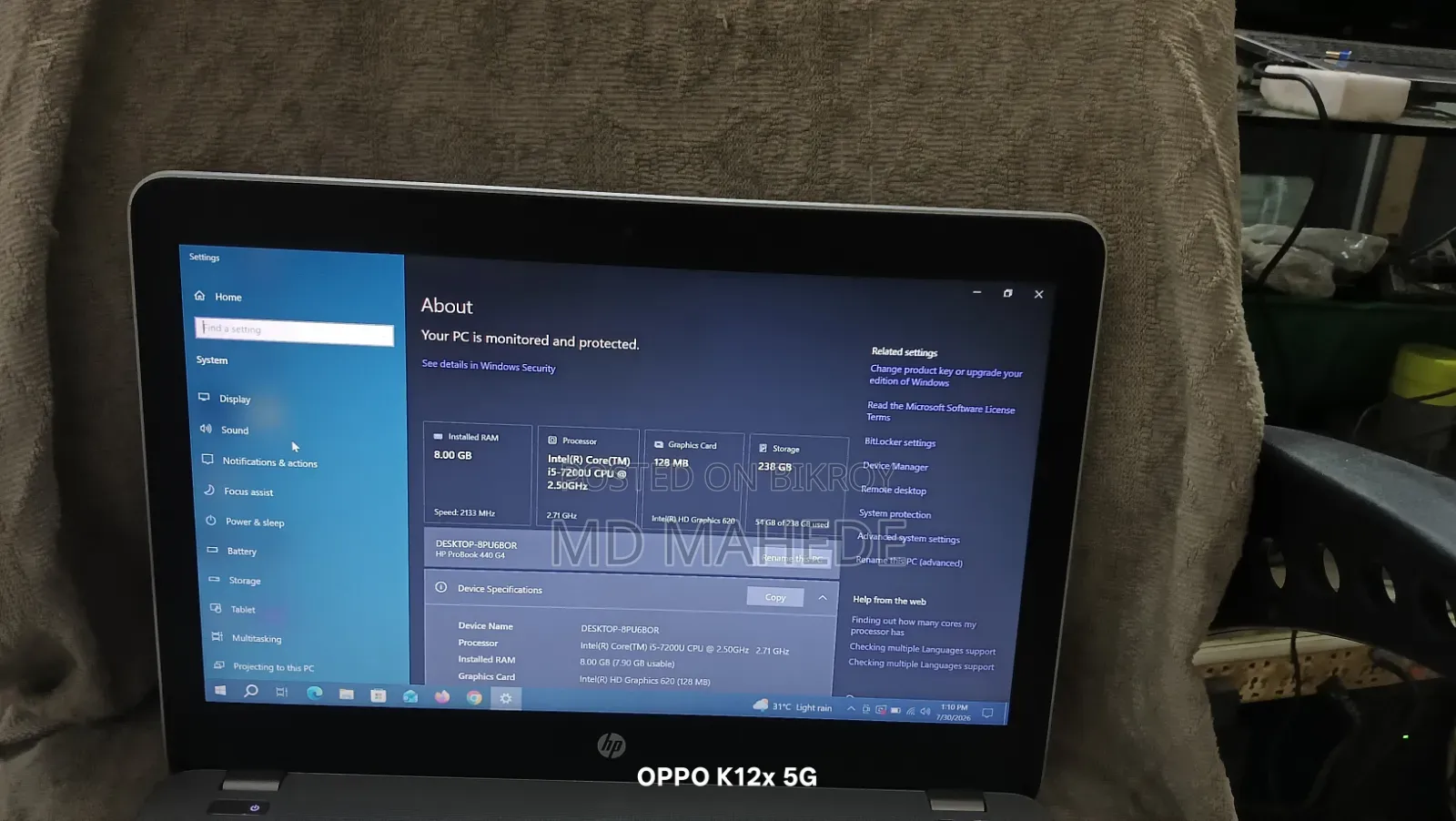 Laptop HP ProBook 440 G4 8GB Intel Core i5 SSD 256GB