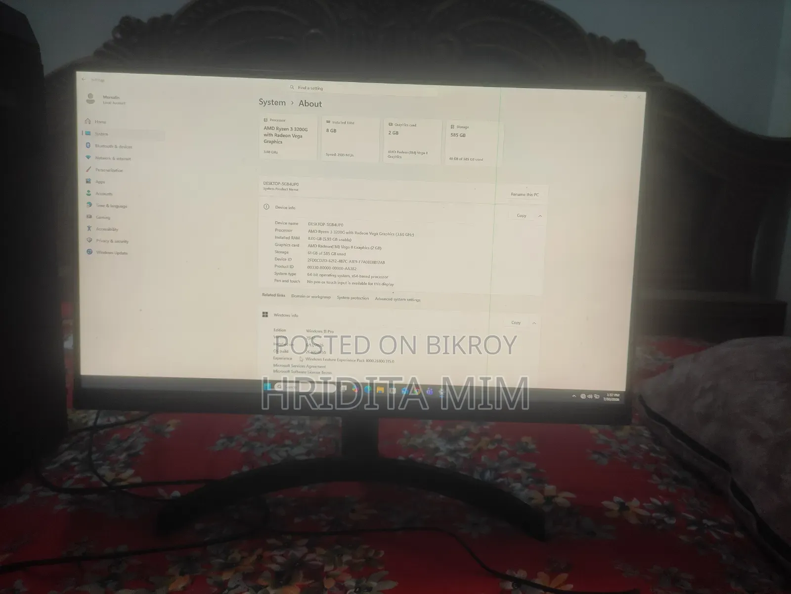 ডেস্কটপ কম্পিউটার 8GB AMD Ryzen 3 HDD 500GB