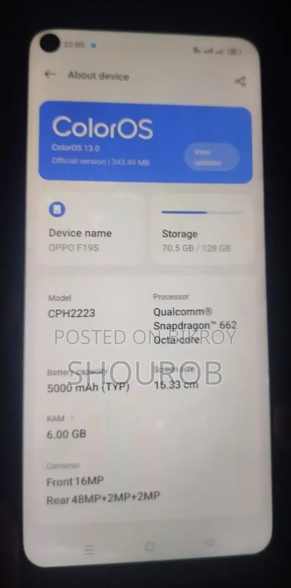 Oppo F19S 128 GB Black