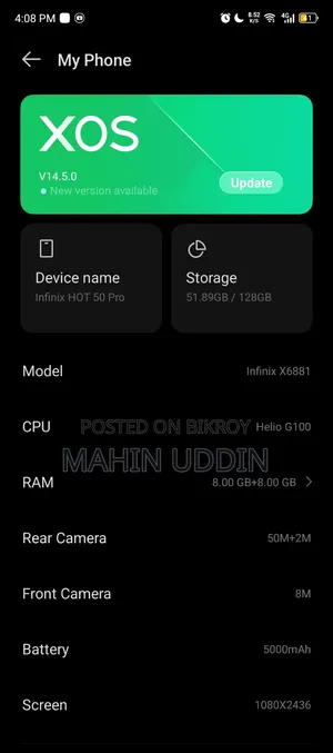 New Infinix Hot 50 Pro 4G 128 GB Blue