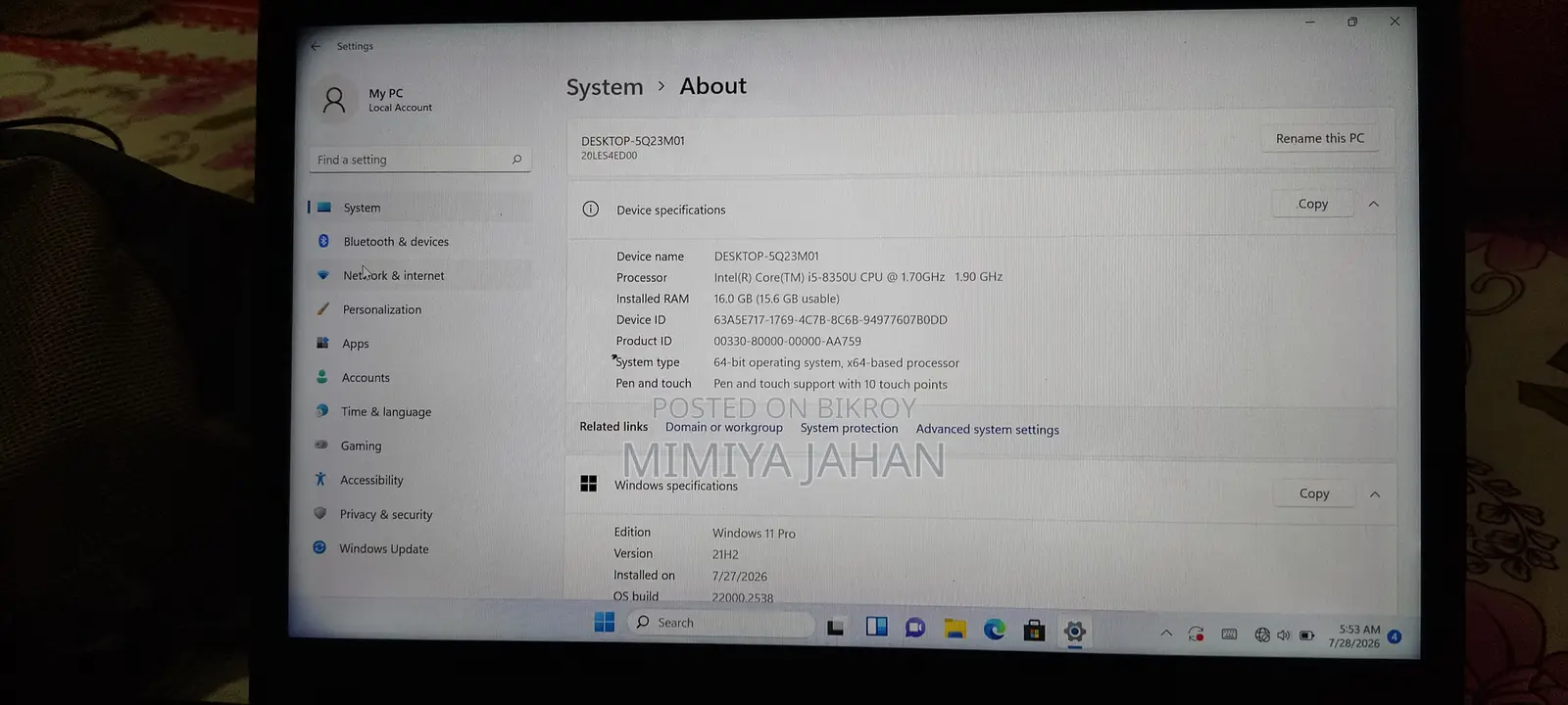 Laptop Lenovo ThinkPad X1 Carbon 16GB Intel Core I5 SSD 256GB