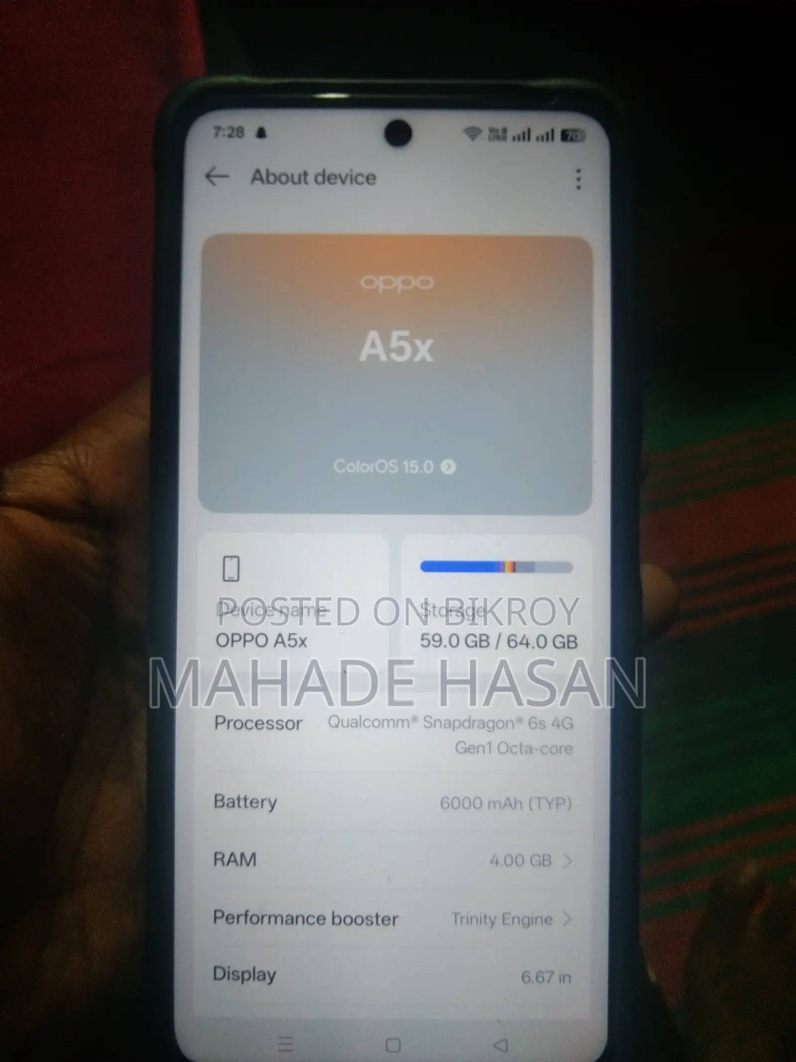 Oppo A5X 128 GB Black