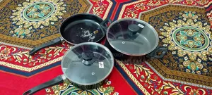 ৩ পিস নন-স্টিক কুকওয়্যার সেট (গ্লাস ঢাকনাসহ) – ভালো অবস্থায়