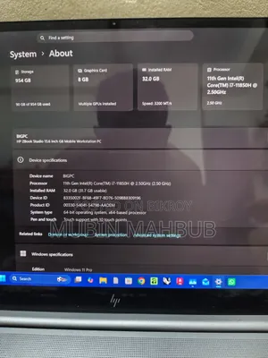 New Laptop HP ZBook Studio G8 32GB Intel Core i7 SSD 1T