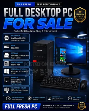 Desktop Computer 8GB Intel Core I5 HDD+SSD 640GB