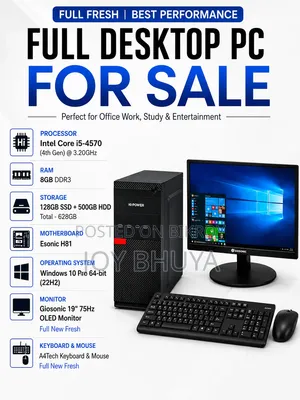 Desktop Computer 8GB Intel Core I5 HDD+SSD 640GB