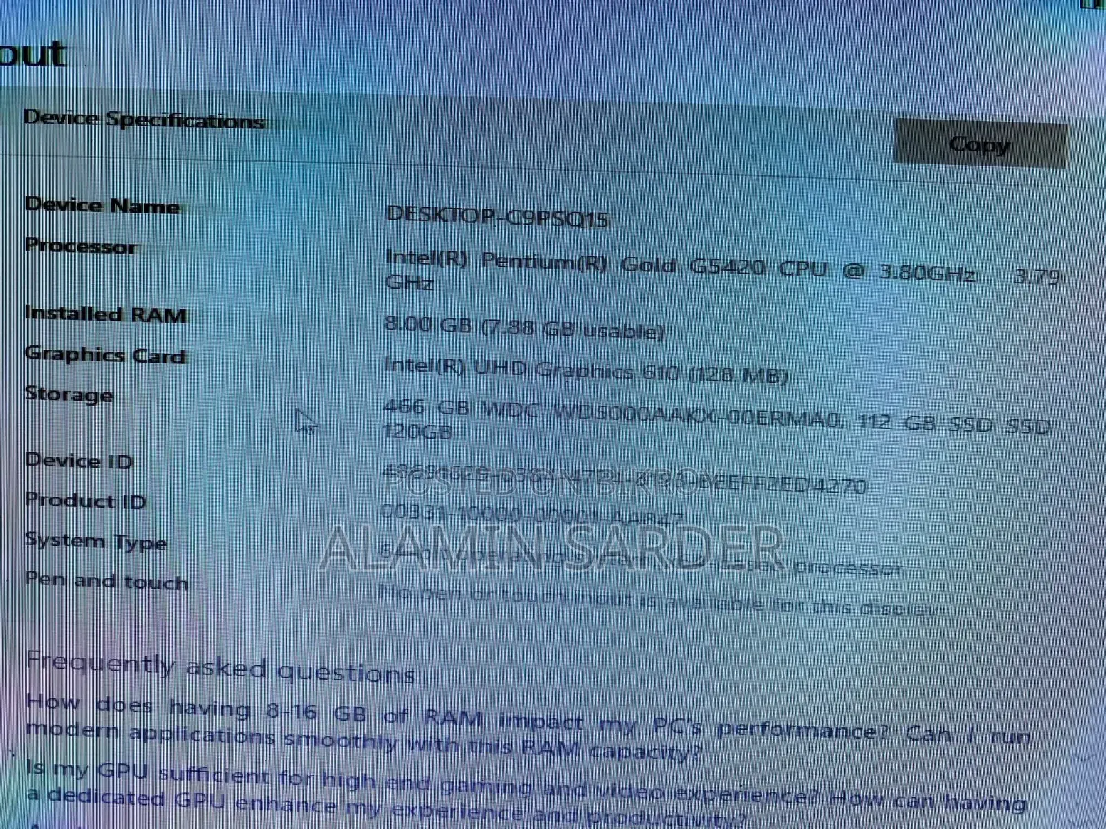 Desktop Computer Gigabyte 8GB Intel Core I3 HDD+SSD 512GB