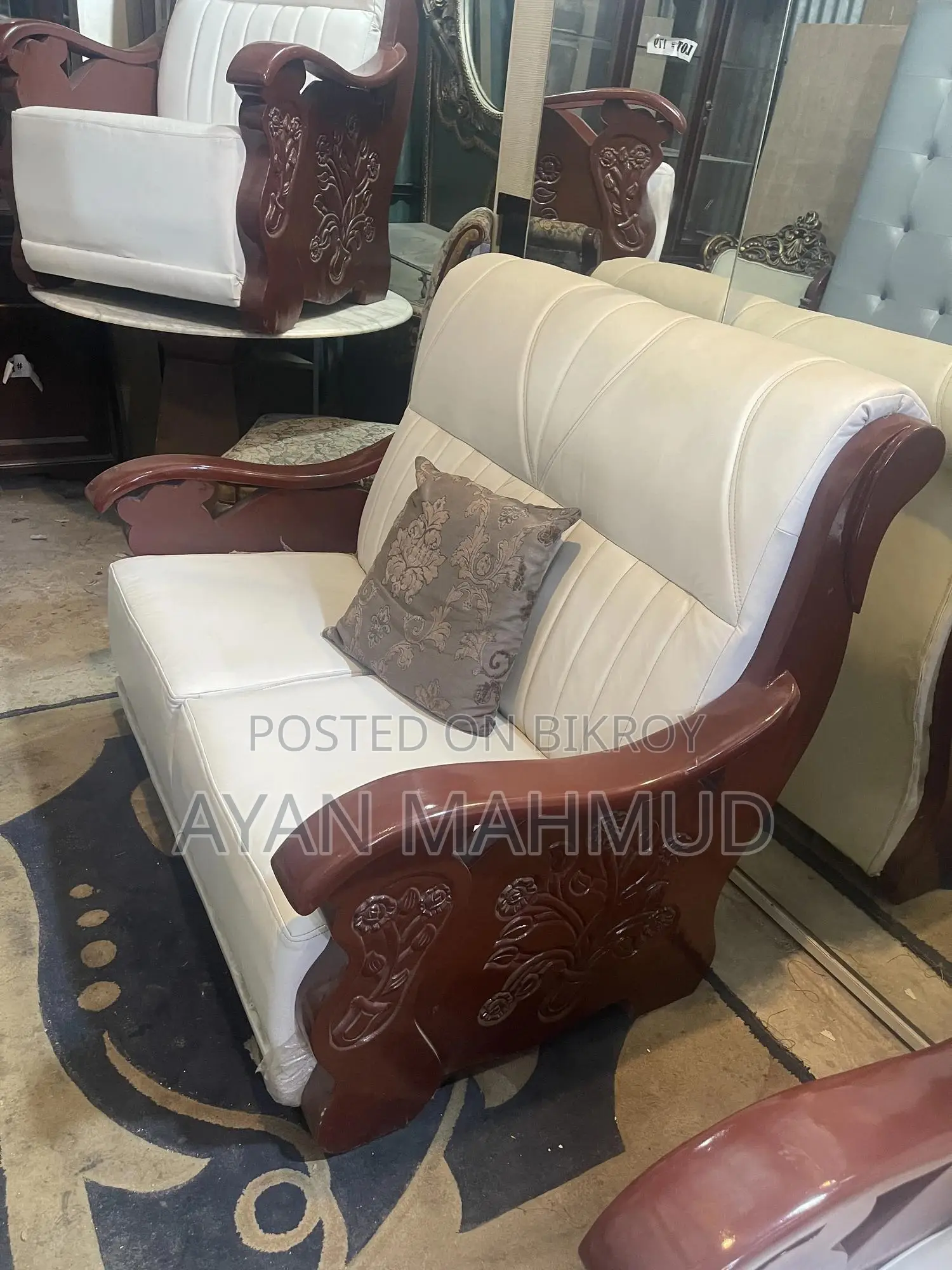 White 6-Seat Original Leather Sofa