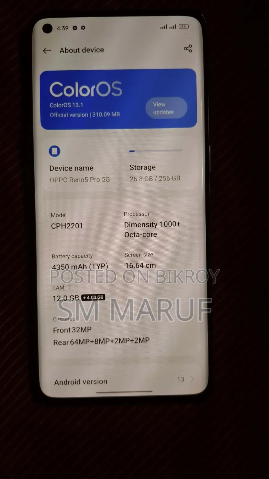 Oppo Reno5 Pro 5G 256 GB Gray